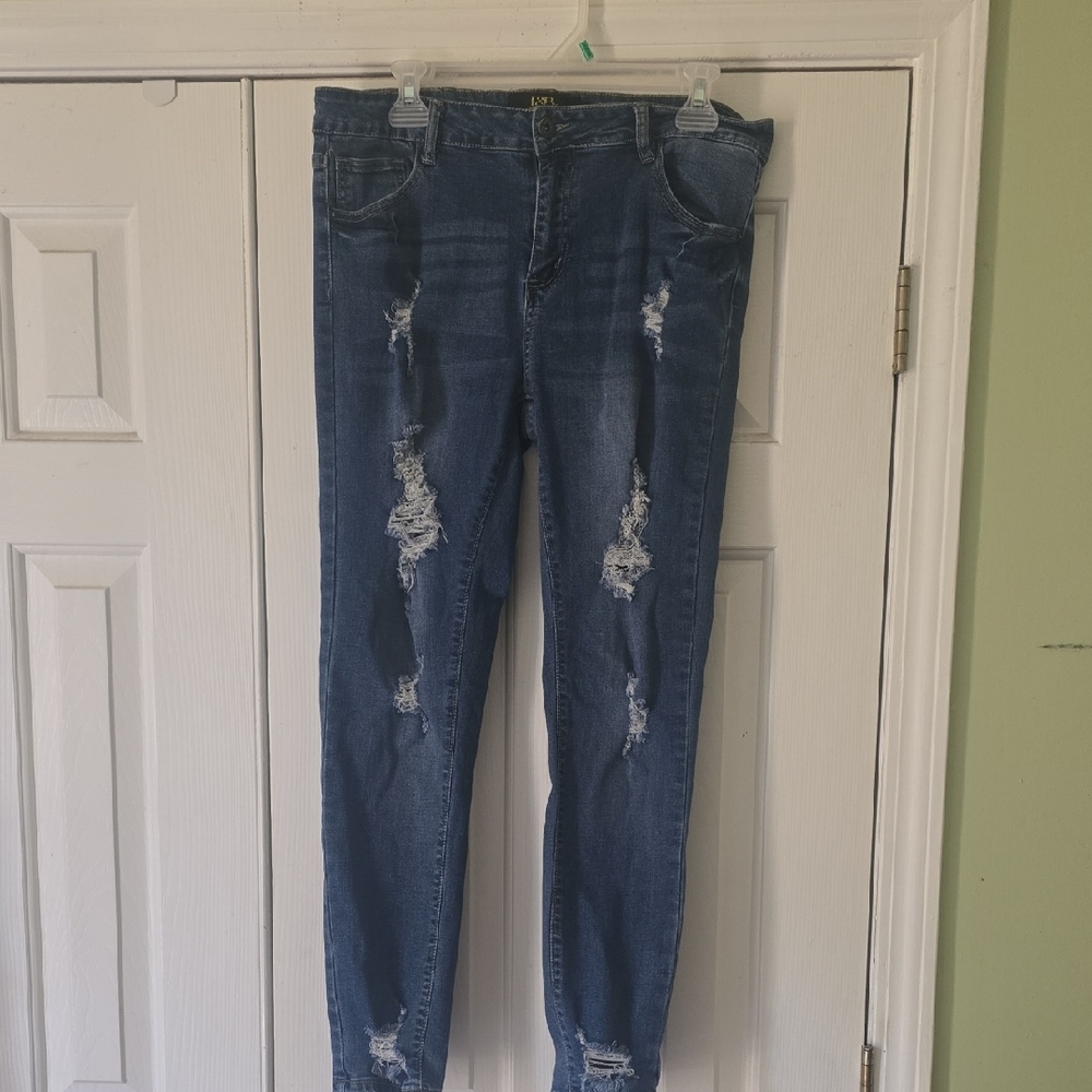 Lucky & Blessed Distressed Denim Skinny Jeans